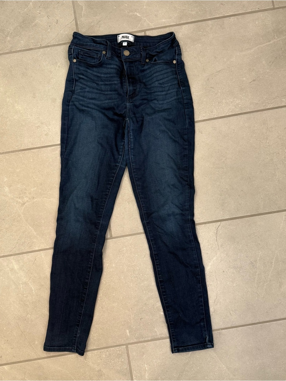 PAIGE High-Rise Skinny Jeans (Huxton) in Dark Indigo